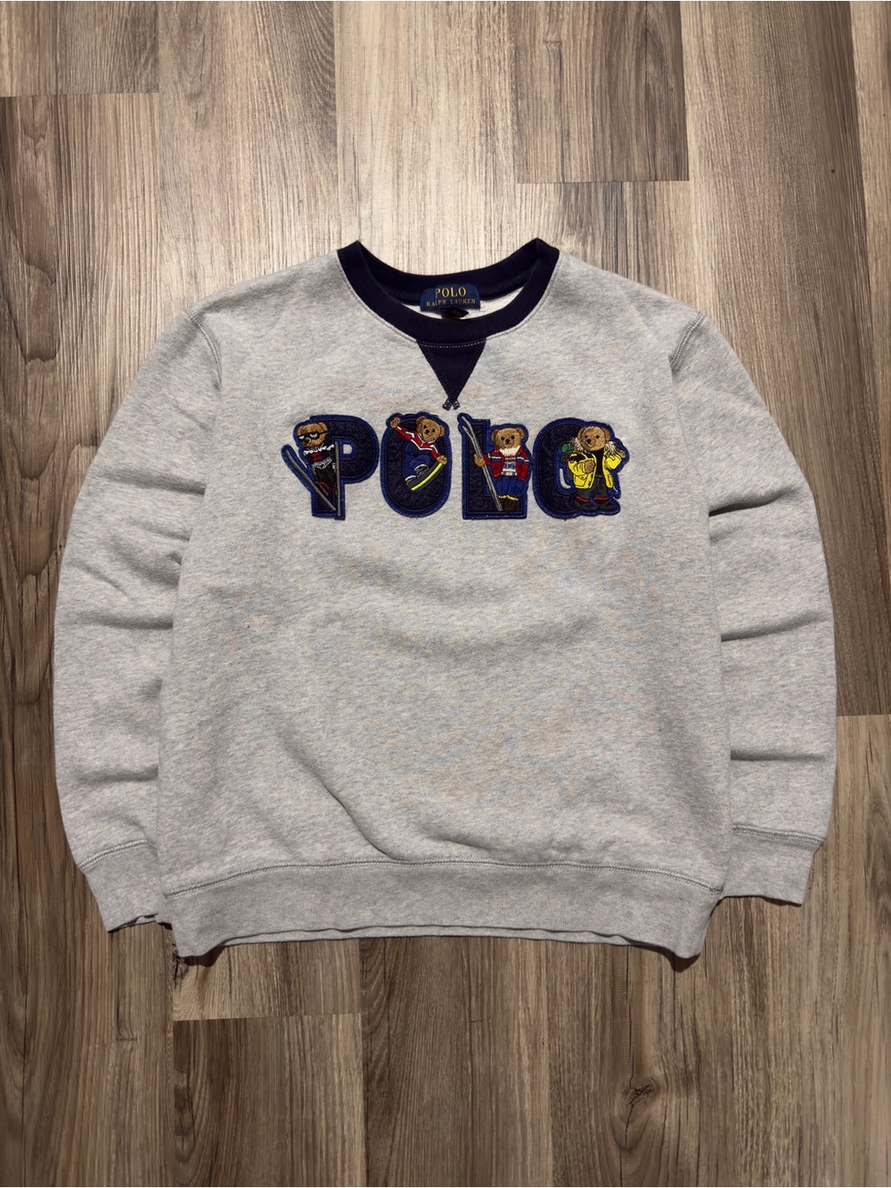 Rare Polo Ralph Lauren Ski Bears Block Letterman Kids Sweatshirt • Size L